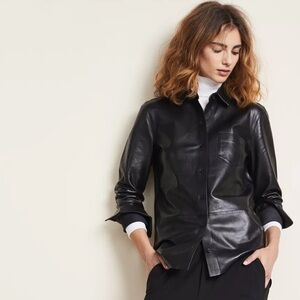 EQUIPMENT Brett Leather Shirt in
Black